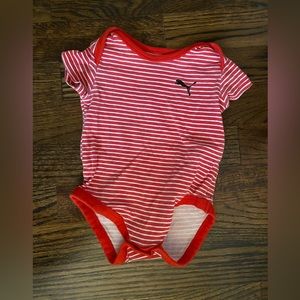 Puma red & white striped 0-3 month onesie